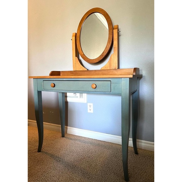 Ethan Allen Vanity Desk Country Colors Collection Denim - Picture 1 of 5